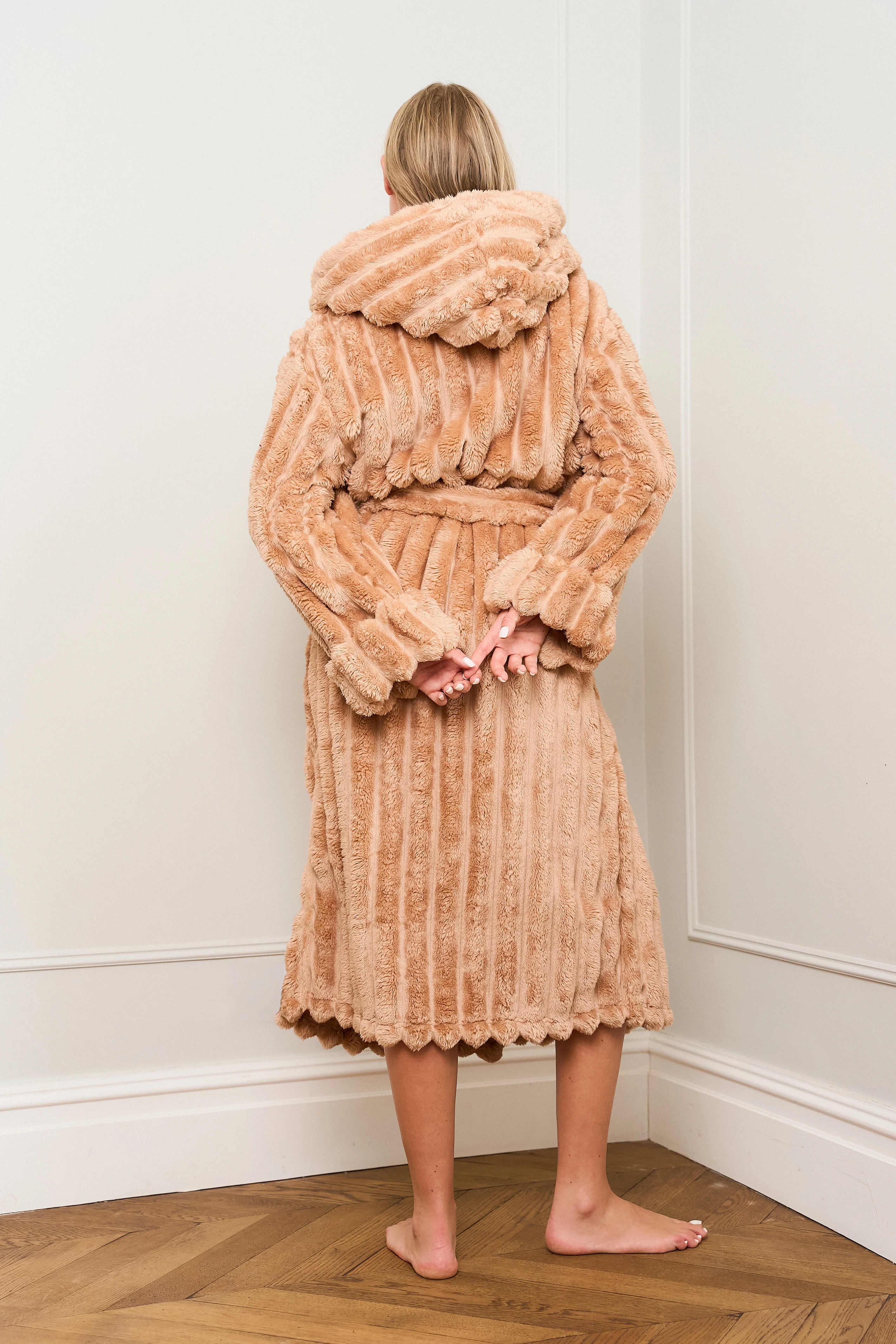 Caramel Ribbed Dressing Gown - Image 5