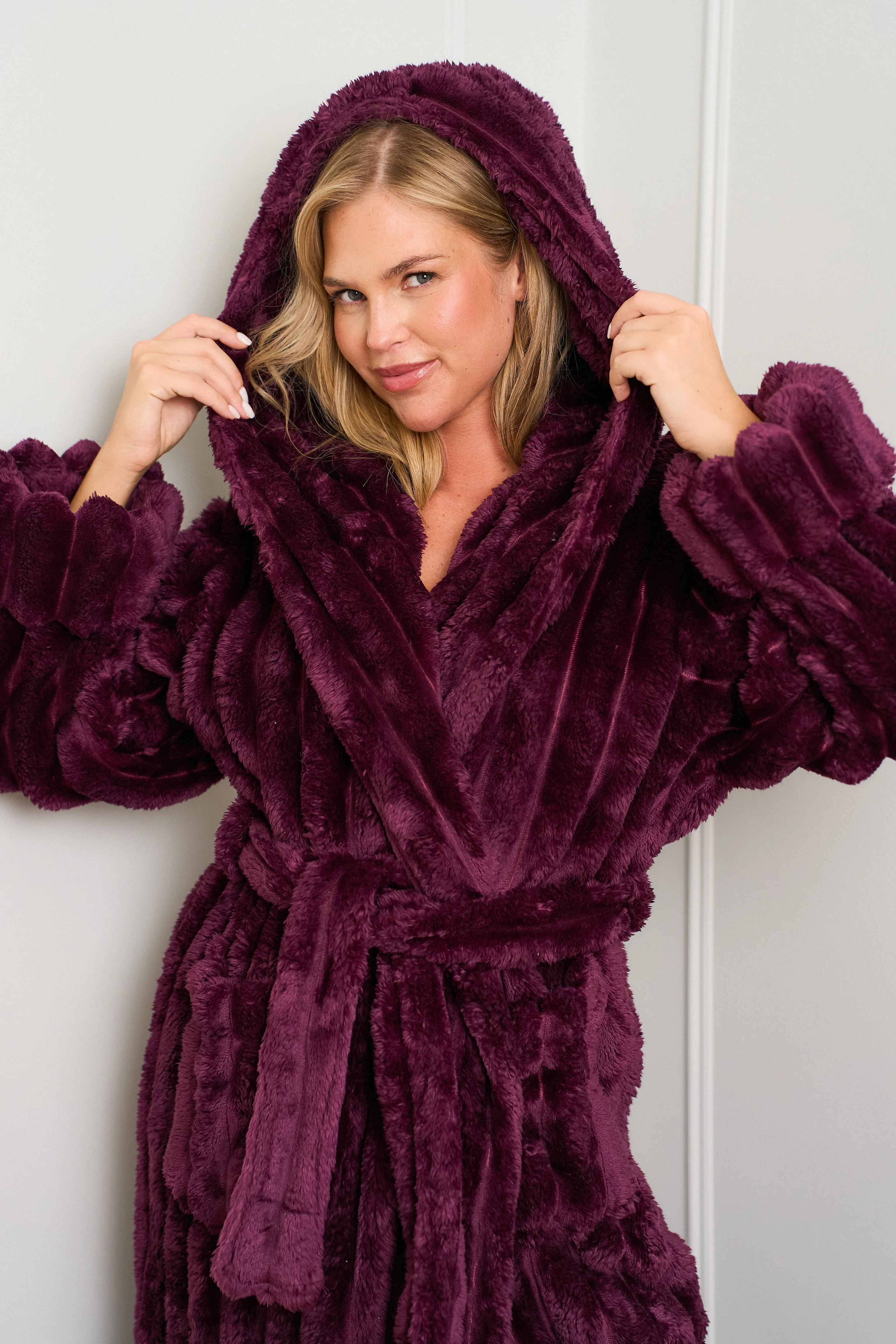 Burgundy Ribbed Dressing Gown - Image 6