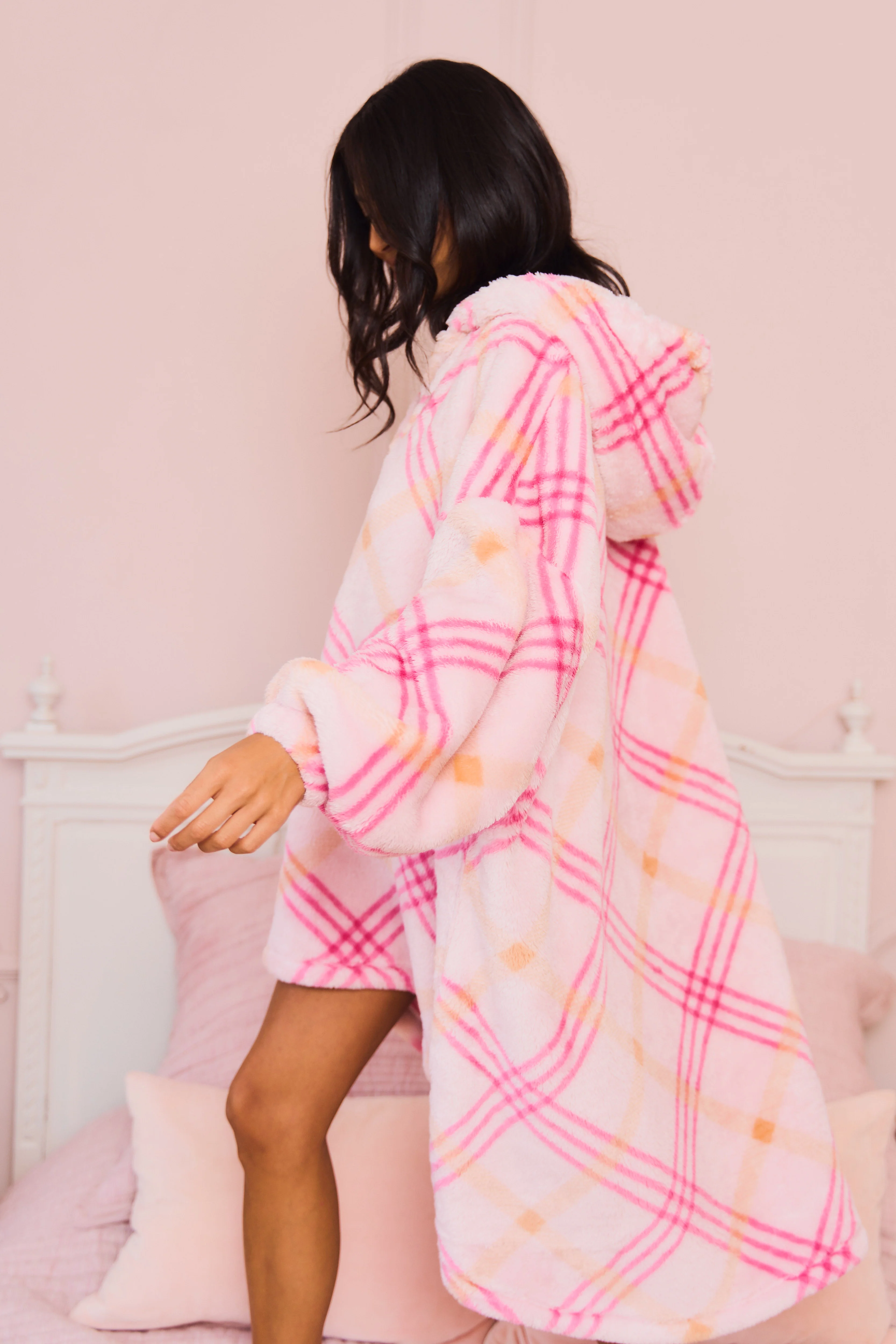 Check Fleece Oversized Hoodie - Image 6