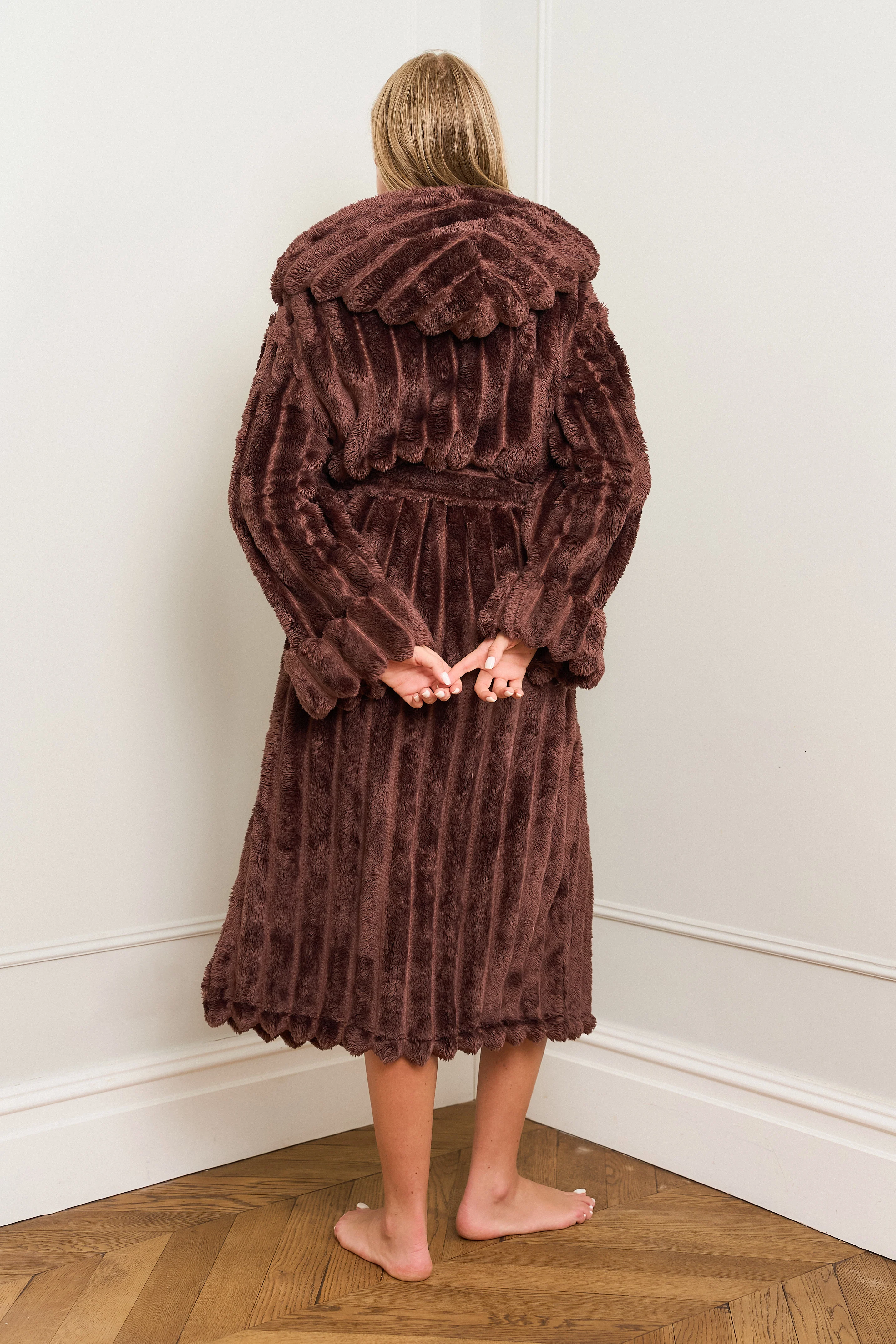 Chocolate Ribbed Dressing Gown - Image 11