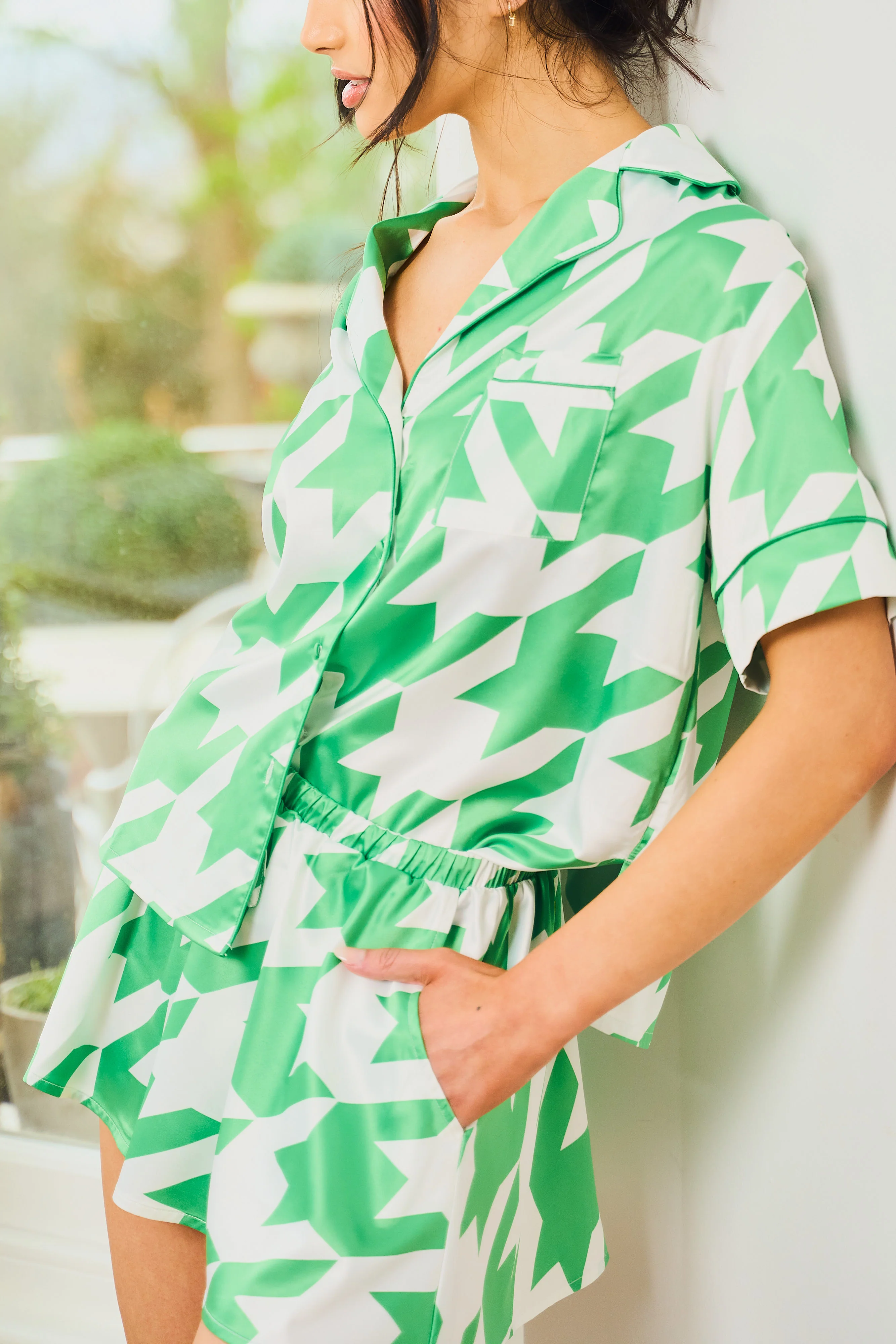 Green Dogtooth Shorty Set - Image 5