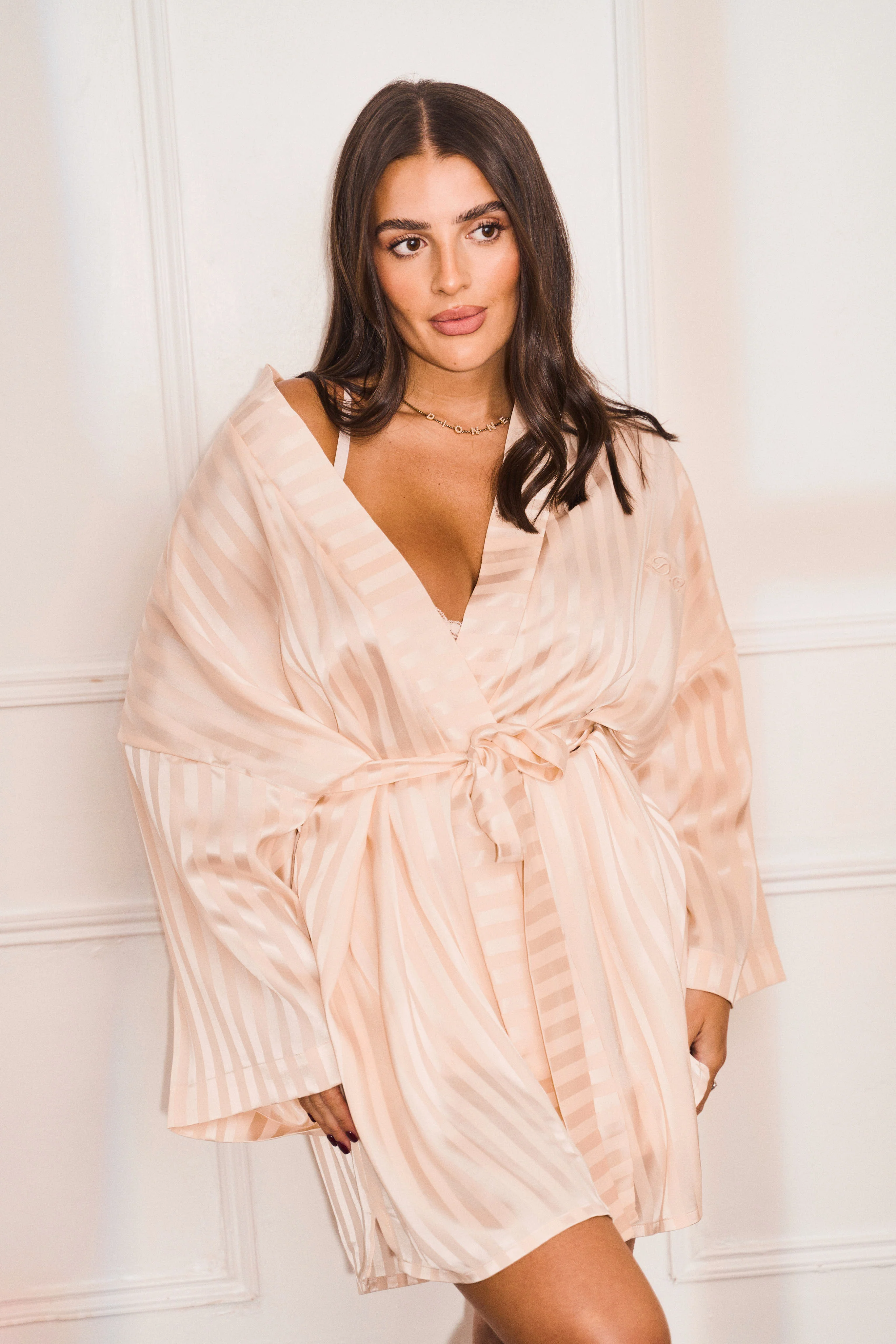 Stripe Satin Kimono Robe - Image 6